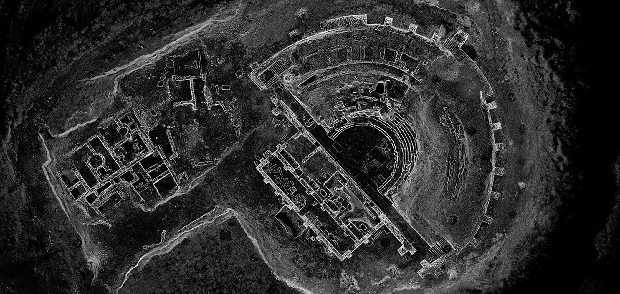 Nuvola di punti del teatro di Adrianopolis in Albania